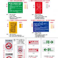 (1)各式壓克力公告牌(2)禁菸牌(3)禁吃檳榔牌(4)疏散方向牌(5)緊急出口壓克力牌
